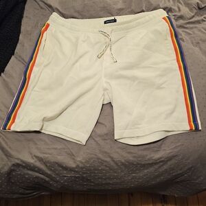 White Shorts with Rainbow Stripes